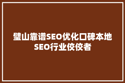 璧山靠谱SEO优化口碑本地SEO行业佼佼者