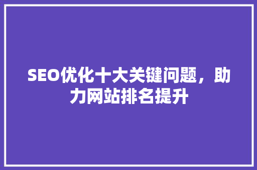 SEO优化十大关键问题，助力网站排名提升