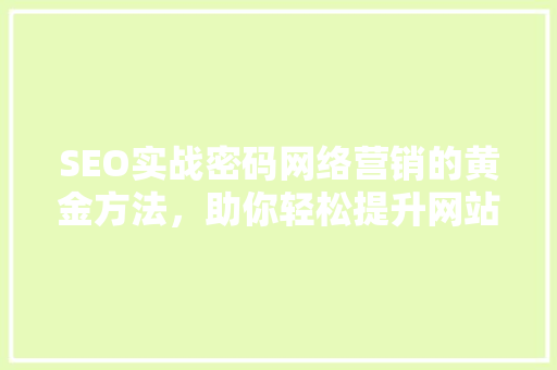 SEO实战密码网络营销的黄金方法，助你轻松提升网站排名