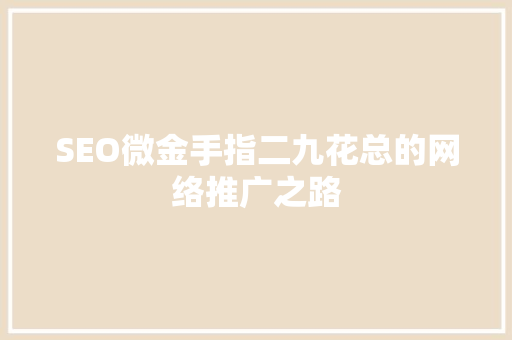 SEO微金手指二九花总的网络推广之路