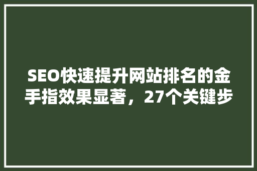 SEO快速提升网站排名的金手指效果显著，27个关键步骤