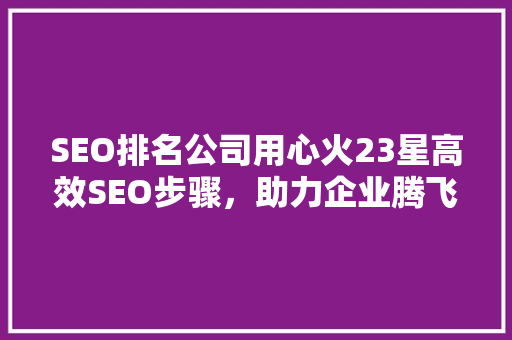SEO排名公司用心火23星高效SEO步骤，助力企业腾飞