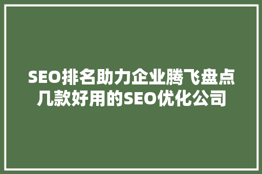 SEO排名助力企业腾飞盘点几款好用的SEO优化公司