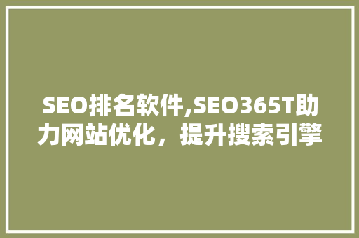 SEO排名软件,SEO365T助力网站优化，提升搜索引擎排名