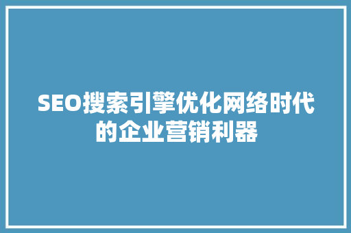 SEO搜索引擎优化网络时代的企业营销利器