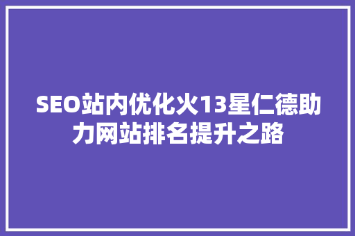 SEO站内优化火13星仁德助力网站排名提升之路