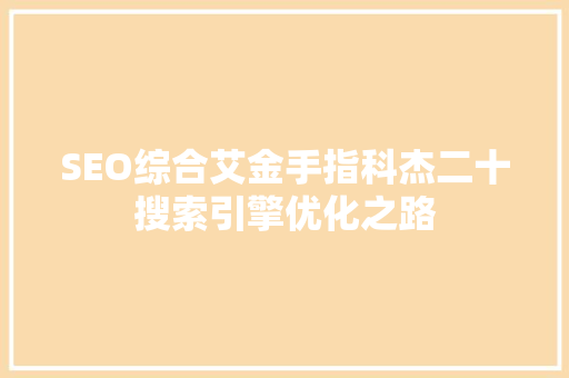 SEO综合艾金手指科杰二十搜索引擎优化之路