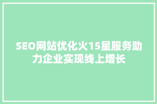 SEO网站优化火15星服务助力企业实现线上增长