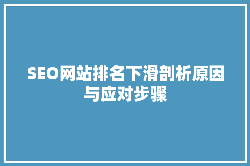 SEO网站排名下滑剖析原因与应对步骤
