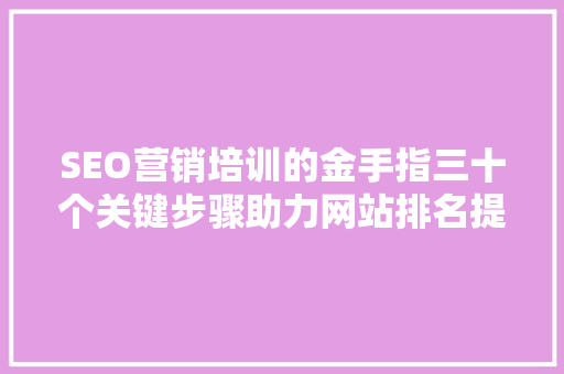 SEO营销培训的金手指三十个关键步骤助力网站排名提升