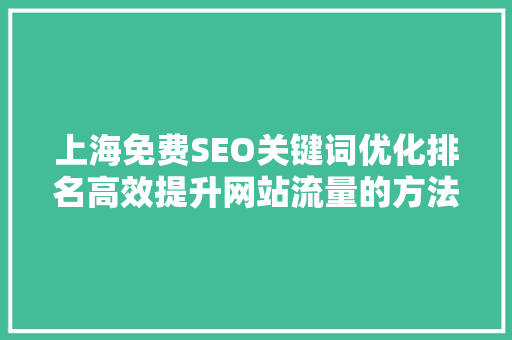 上海免费SEO关键词优化排名高效提升网站流量的方法