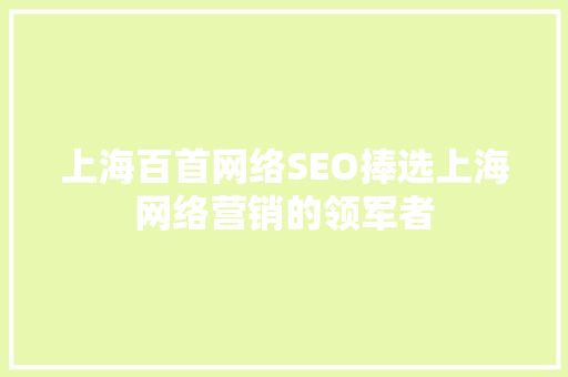 上海百首网络SEO捧选上海网络营销的领军者