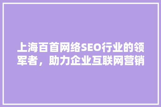 上海百首网络SEO行业的领军者，助力企业互联网营销新篇章