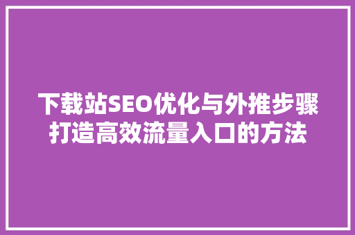 下载站SEO优化与外推步骤打造高效流量入口的方法