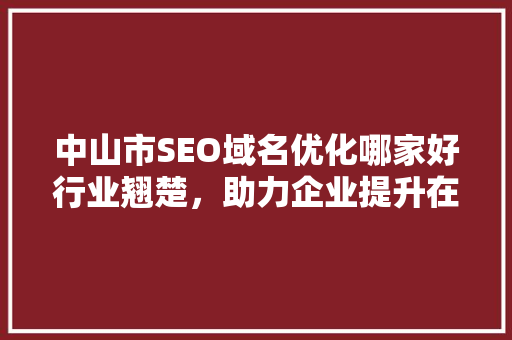 中山市SEO域名优化哪家好行业翘楚，助力企业提升在线影响力