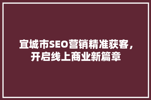宜城市SEO营销精准获客，开启线上商业新篇章