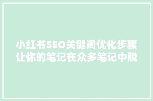 小红书SEO关键词优化步骤让你的笔记在众多笔记中脱颖而出