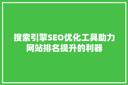 搜索引擎SEO优化工具助力网站排名提升的利器