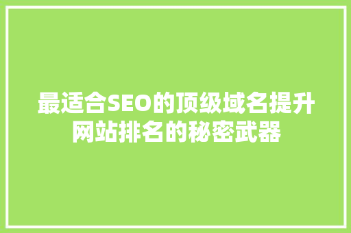最适合SEO的顶级域名提升网站排名的秘密武器