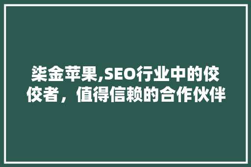 柒金苹果,SEO行业中的佼佼者，值得信赖的合作伙伴