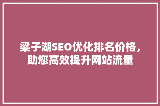 梁子湖SEO优化排名价格，助您高效提升网站流量