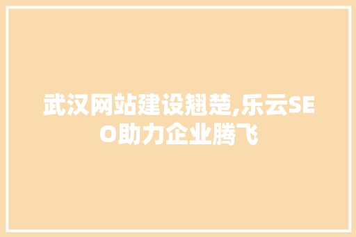 武汉网站建设翘楚,乐云SEO助力企业腾飞