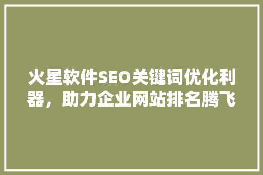 火星软件SEO关键词优化利器，助力企业网站排名腾飞