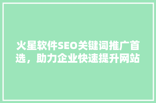 火星软件SEO关键词推广首选，助力企业快速提升网站排名