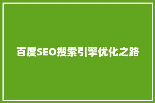 百度SEO搜索引擎优化之路