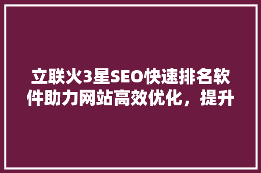 立联火3星SEO快速排名软件助力网站高效优化，提升在线竞争力  第1张