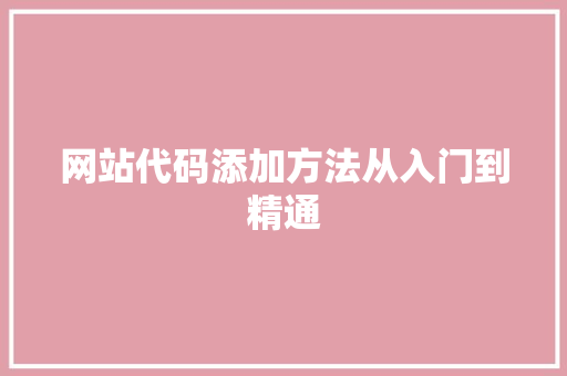 网站代码添加方法从入门到精通