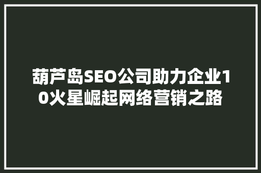 葫芦岛SEO公司助力企业10火星崛起网络营销之路  第1张