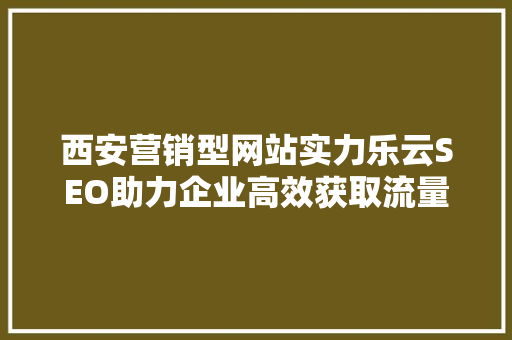 西安营销型网站实力乐云SEO助力企业高效获取流量，提升品牌影响力