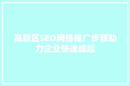 高新区SEO网络推广步骤助力企业快速崛起  第1张