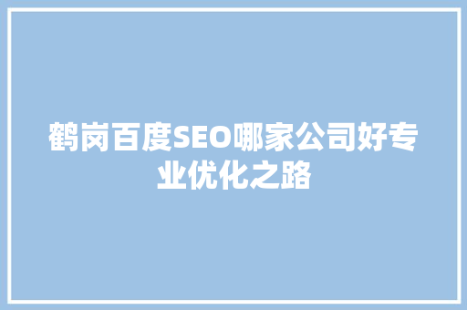 鹤岗百度SEO哪家公司好专业优化之路