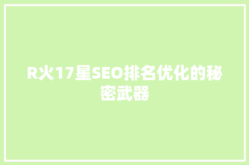 R火17星SEO排名优化的秘密武器  第1张