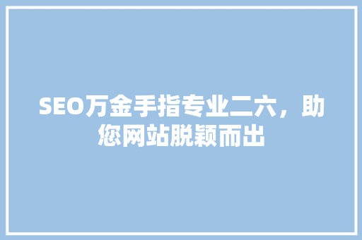 SEO万金手指专业二六，助您网站脱颖而出