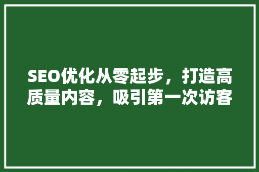 SEO优化从零起步，打造高质量内容，吸引第一次访客