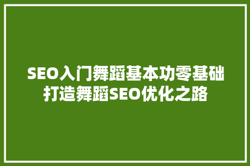 SEO入门舞蹈基本功零基础打造舞蹈SEO优化之路  第1张