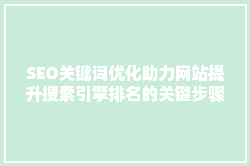 SEO关键词优化助力网站提升搜索引擎排名的关键步骤  第1张