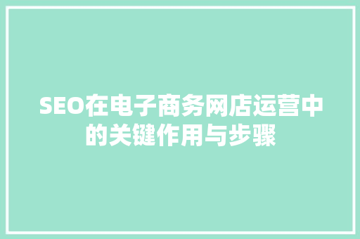 SEO在电子商务网店运营中的关键作用与步骤  第1张