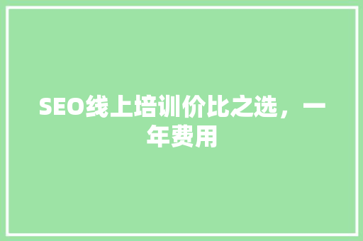 SEO线上培训价比之选，一年费用