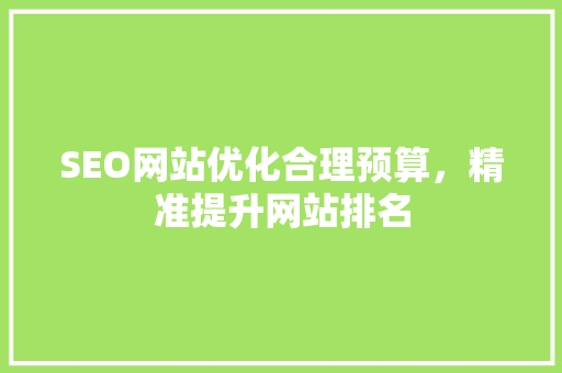 SEO网站优化合理预算，精准提升网站排名