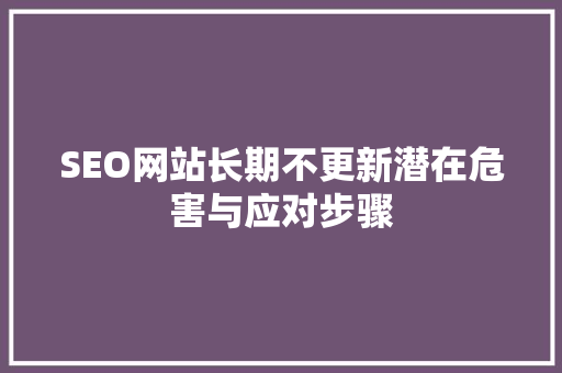 SEO网站长期不更新潜在危害与应对步骤
