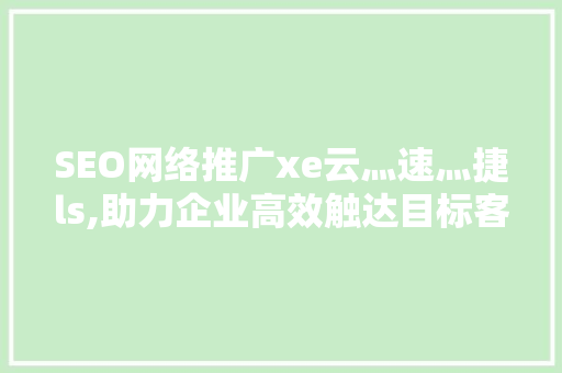 SEO网络推广xe云灬速灬捷ls,助力企业高效触达目标客户  第1张