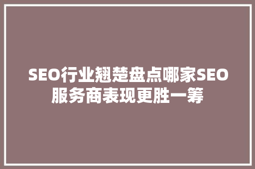 SEO行业翘楚盘点哪家SEO服务商表现更胜一筹
