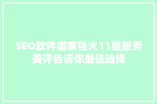 SEO软件哪家强火11星服务美评告诉你最佳选择