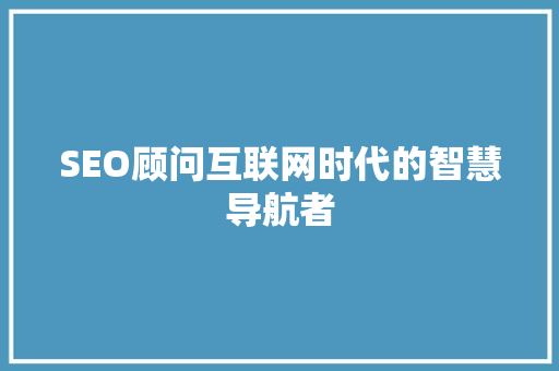 SEO顾问互联网时代的智慧导航者