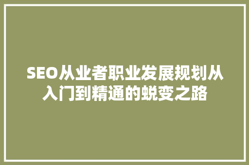 SEO从业者职业发展规划从入门到精通的蜕变之路