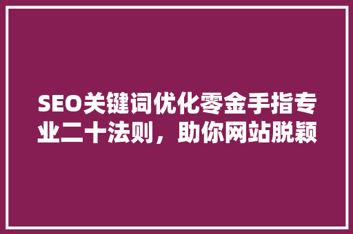 SEO关键词优化零金手指专业二十法则，助你网站脱颖而出